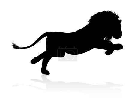 Illustration for A male lion safari animal in silhouette - Royalty Free Image
