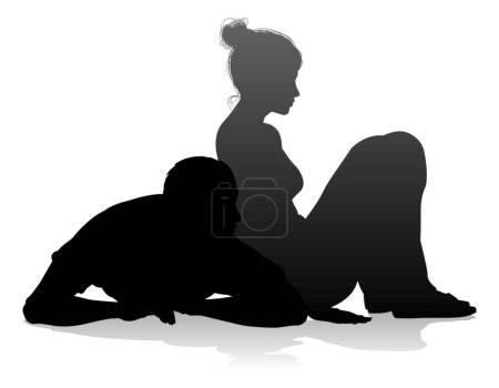 Ilustración de La silueta de la gente de un hombre y una mujer jóvenes, probablemente una pareja o marido y mujer - Imagen libre de derechos