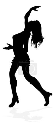 Illustration for A young woman in silhouette dancing like at a night club or other event - Royalty Free Image