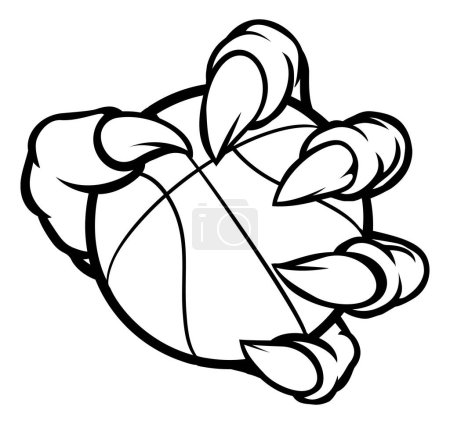 Illustration for A monster or animal claw holding a basketball ball - Royalty Free Image