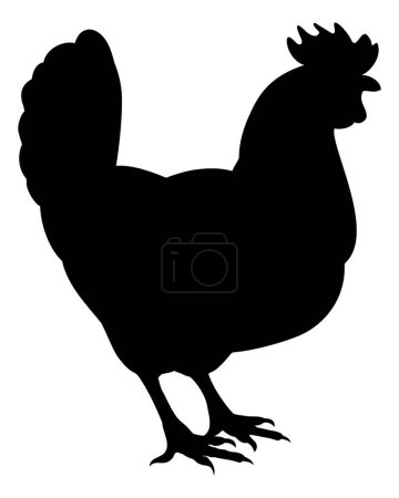 Téléchargez les illustrations : Silhouette d'animal de ferme d'un poulet ou d'un coq - en licence libre de droit