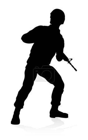 Ilustración de Silueta de las fuerzas armadas militares soldado del ejército - Imagen libre de derechos