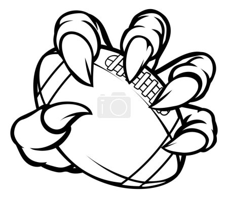 Illustration for A monster or animal claw holding an American football ball - Royalty Free Image