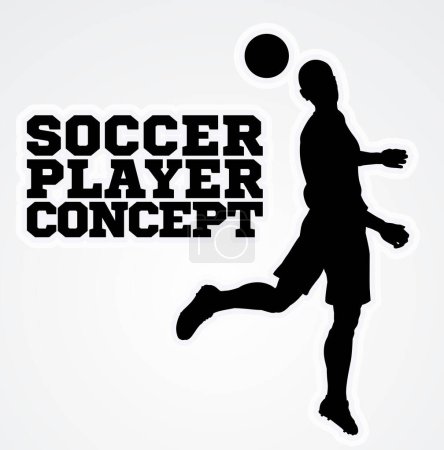 Illustration for A stylised illustration of a soccer football player in silhouette head passing the ball - Royalty Free Image