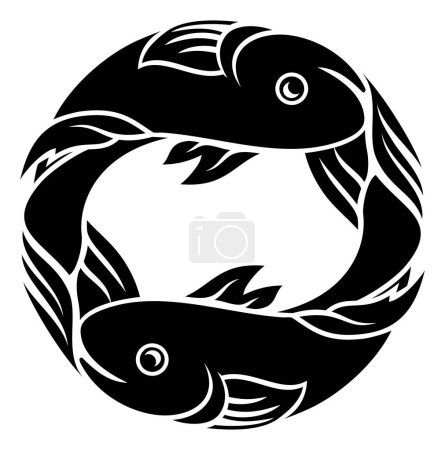 Illustration for Astrology zodiac signs circular Pisces fish horoscope symbol - Royalty Free Image