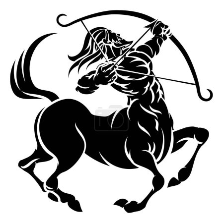 Illustration for Zodiac signs circular Sagittarius archer centaur horoscope astrology symbol - Royalty Free Image