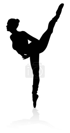 Ilustración de Silueta bailarina de ballet mujer bailando en pose o posición - Imagen libre de derechos