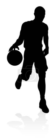 Téléchargez les illustrations : Illustration de silhouette d'un joueur de basket - en licence libre de droit
