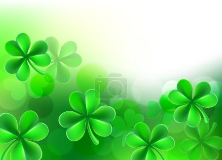Illustration for A St Patricks day shamrock clover green background illustration fading to white - Royalty Free Image