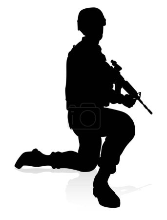 Illustration for Silhouette military armed forces army soldier - Royalty Free Image
