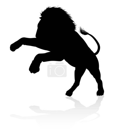 Illustration for A male lion safari animal in silhouette - Royalty Free Image