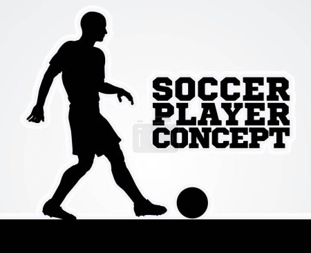 Illustration for A stylised illustration of a soccer football player in silhouette preparing to pass the ball - Royalty Free Image