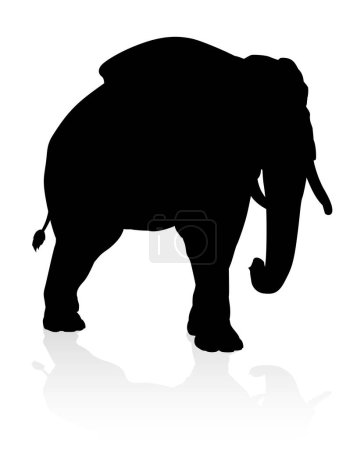 Illustration for An elephant safari animal in silhouette graphic - Royalty Free Image