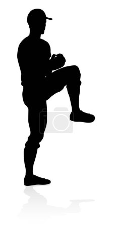 Téléchargez les photos : Joueur de baseball dans le sport pose silhouette détaillée - en image libre de droit