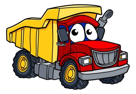 Ilustración de Volquete camión volquete camión construcción vehículo dibujos animados carácter - Imagen libre de derechos