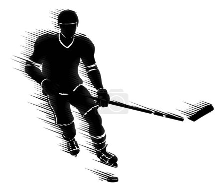 Téléchargez les illustrations : Une silhouette joueur de hockey sur glace concept d'illustration sportive - en licence libre de droit