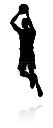Téléchargez les illustrations : Illustration sportive d'un joueur de basket-ball silhouette - en licence libre de droit