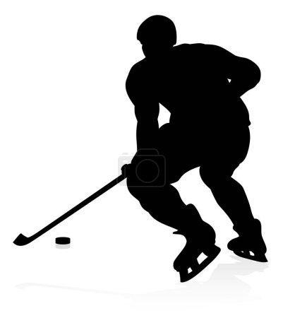 Illustration for An ice hockey player silhouette sports illustration - Royalty Free Image