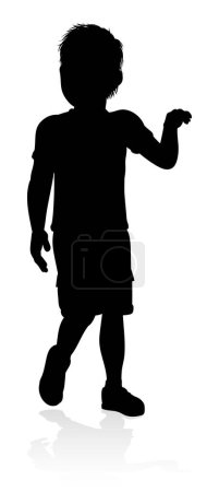 Illustration for Silhouette of boy kid child having fun - Royalty Free Image