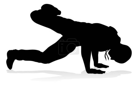 Ilustración de Un bailarín de hip hop de baile callejero masculino en silueta - Imagen libre de derechos
