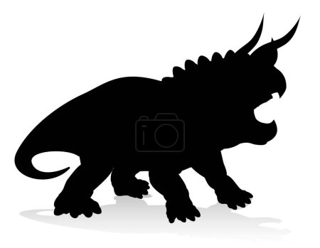 Téléchargez les illustrations : Une silhouette tricératops dinosaure à trois cornes - en licence libre de droit