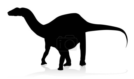 Ilustración de Silhouette of a Diplodocus dinosaur from the sauropod family like brachiosaurus, supersaurus and other long neck dinosaurs. Lo que solíamos llamar brontosaurio - Imagen libre de derechos