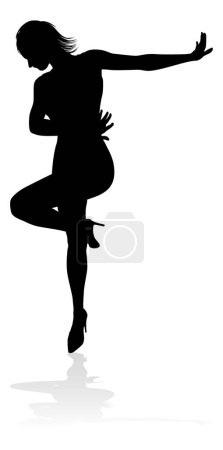 Illustration for A woman dancer dancing in silhouette - Royalty Free Image