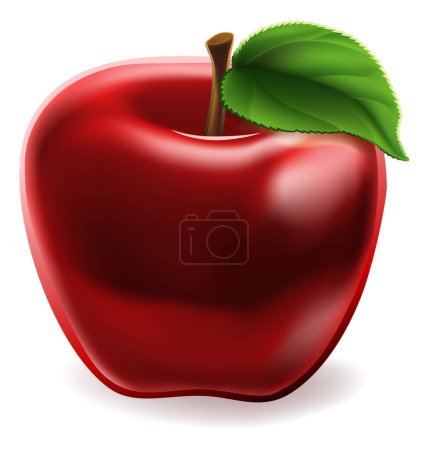 Téléchargez les illustrations : Une illustration d'icône de pomme rouge brillant dessin animé - en licence libre de droit