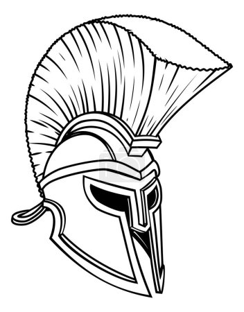 Téléchargez les illustrations : Un guerrier grec ancien Spartiate, gladiateur romain ou casque troyen - en licence libre de droit