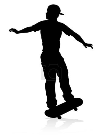 Téléchargez les illustrations : Silhouette de skateboard de très haute qualité et très détaillée - en licence libre de droit