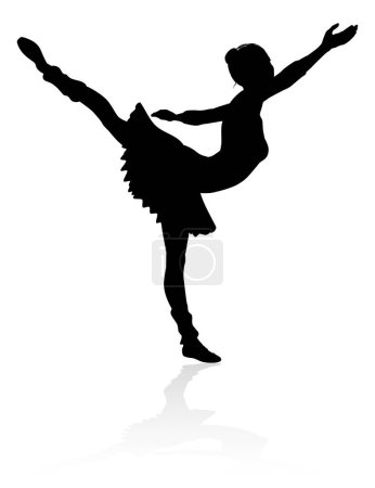 Téléchargez les illustrations : Une silhouette détaillée de haute qualité d'un danseur de ballet dansant dans une pose ou une position - en licence libre de droit