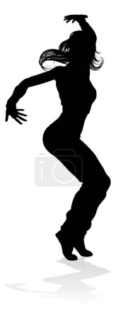 Ilustración de Una bailarina de hip hop de baile callejero en silueta - Imagen libre de derechos