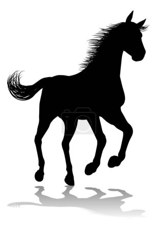 Téléchargez les illustrations : Un cheval animal silhouette détaillée graphique - en licence libre de droit