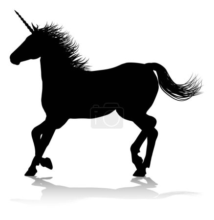 Ilustración de Una silueta de unicornio mítico caballo con cuernos gráfico - Imagen libre de derechos