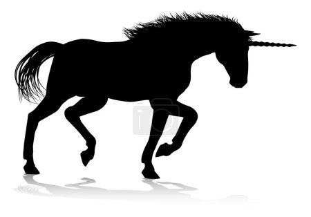 Illustration for A unicorn silhouette mythical horned horse graphic - Royalty Free Image