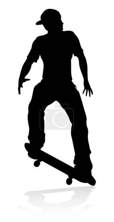 Illustration for Very high quality and highly detailed skating skateboarder silhouette - Royalty Free Image