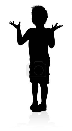 Illustration for A high quality detailed kid or child in silhouette playing and having fun - Royalty Free Image