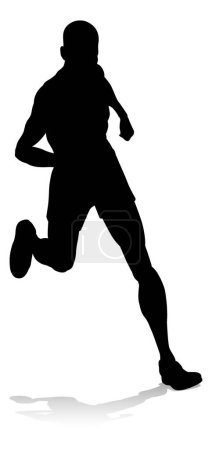 Illustration for Silhouette runner in a race track and field event - Royalty Free Image