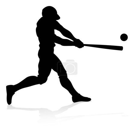 Téléchargez les illustrations : Joueur de baseball dans le sport pose silhouette détaillée - en licence libre de droit