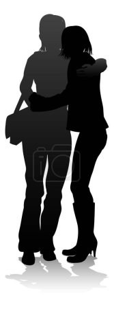 Photo for Silhouette young college students or teenagers hanging out together - Royalty Free Image
