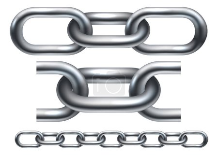 Ilustración de Eslabones de cadena de metal, azulejo sin costura incluido. La versión vectorial de la ilustración también se organiza en capas para que sea más fácil extender a la longitud deseada. - Imagen libre de derechos