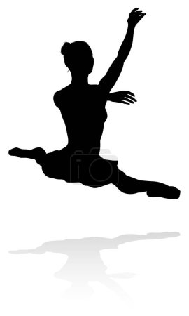 Ilustración de Bailarina de ballet silueta bailando en una pose o posición - Imagen libre de derechos
