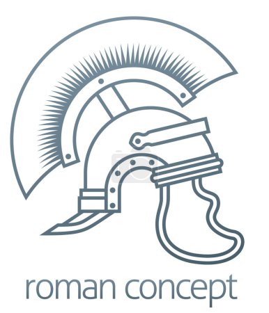 Illustration for A Roman centurion soldier helmet icon concept graphic - Royalty Free Image
