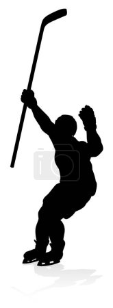 A silhouette ice hockey player sports illustration
