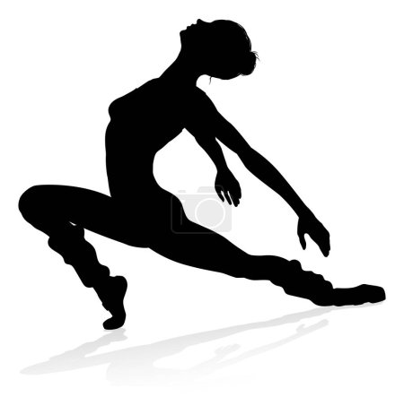 Téléchargez les illustrations : Silhouette de danseuse de ballet dansant en posture ou en position - en licence libre de droit