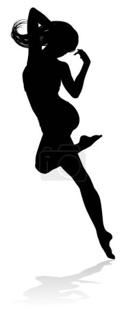 Illustration for A dancing woman in silhouette graphic illustration - Royalty Free Image