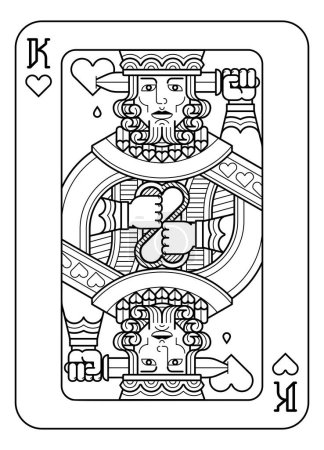 Illustration for A playing card king of hearts in black and white from a new modern original complete full deck design. Standard poker size. - Royalty Free Image