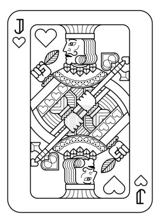 Illustration for A playing card Jack of hearts in black and white from a new modern original complete full deck design. Standard poker size. - Royalty Free Image
