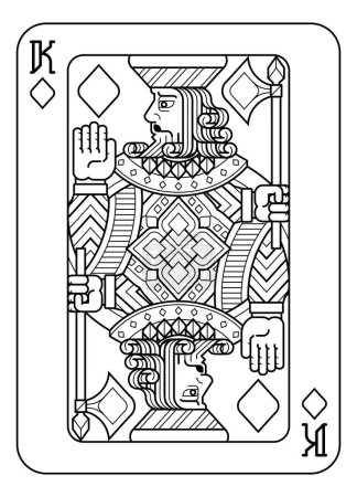 Illustration for A playing card king of Diamonds in black and white from a new modern original complete full deck design. Standard poker size. - Royalty Free Image