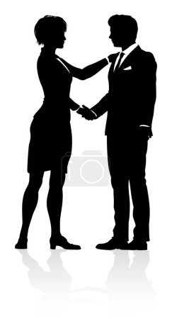 Illustration for A business people shaking hands silhouette - Royalty Free Image